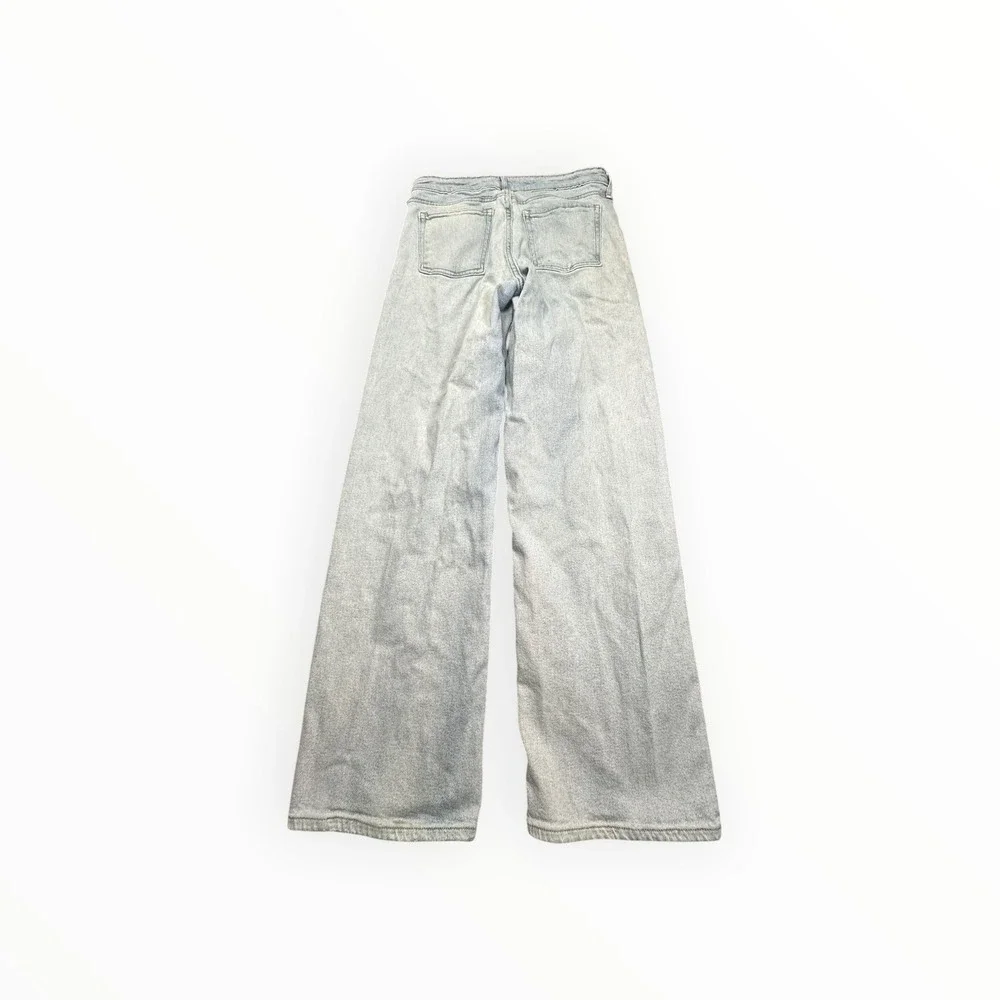 Old Navy Jeans Women 4 Light Wash Mid Rise Wide Leg Distressed Denim‎ Retro